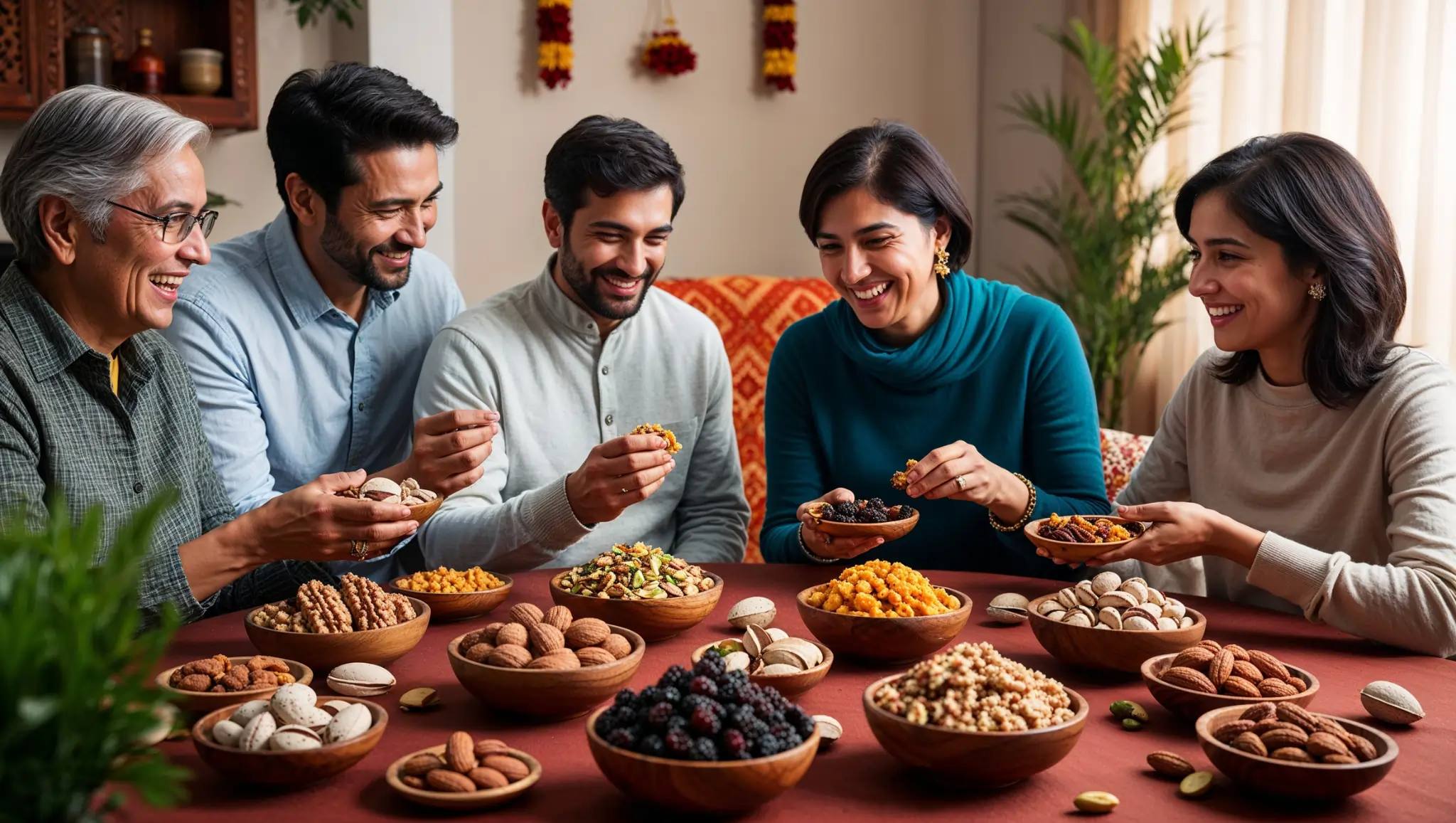 Kashmiri Dry Fruitrs eating with family