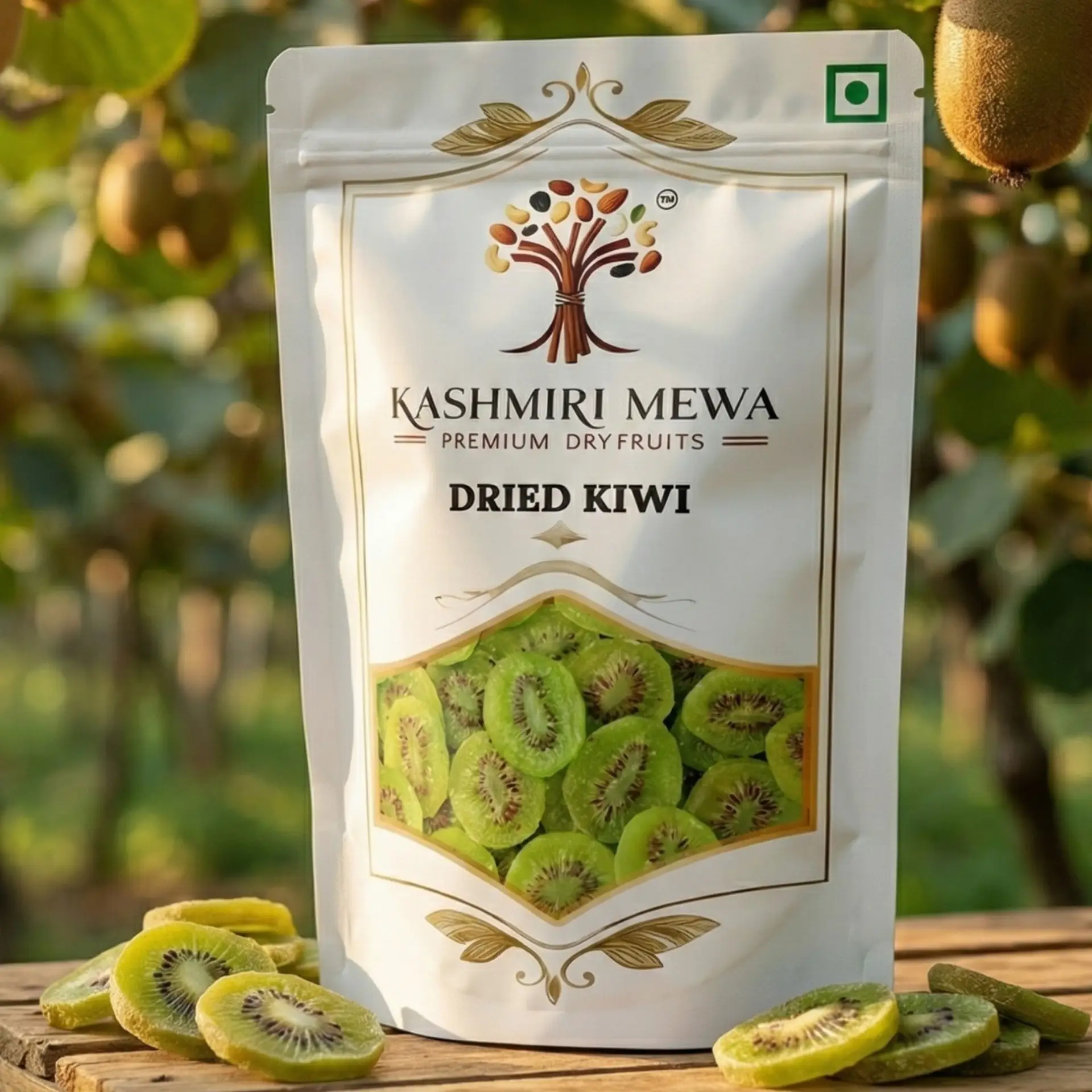 Dried Kiwi Pouch photoshoot in forest Image Kashmiri Mewa Dried Kiwi Pouch photoshoot in forest Image Kashmiri Mewa